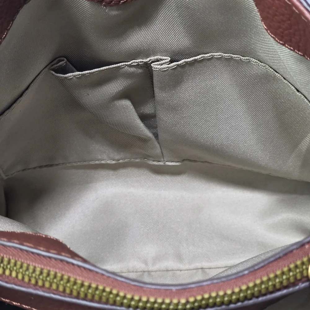 American Leather Co Luca Triple Entry Crossbody Purse Brown